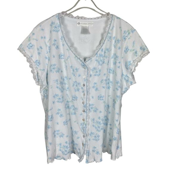 Eileen West Cotton Floral Pajama Pants Set Size Large Cottage Grandma Feminine - Picture 2 of 14